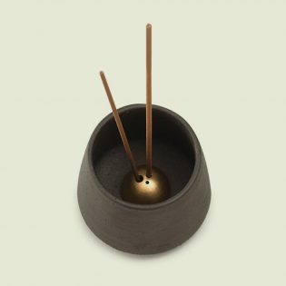 Black Mini Incense Pot - Black Matt Stoneware - Image 3