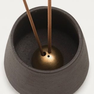 Black Mini Incense Pot - Black Matt Stoneware - Image 2